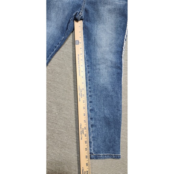 Loft Outlet High Rise Skinny Petite Jeans Blue Fringed Side Stripe 6P NEW - Picture 11 of 11